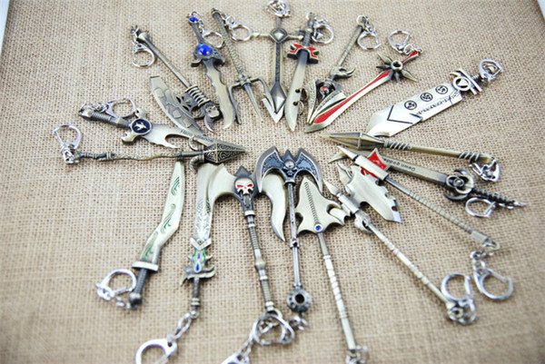 220pcs LOL Champions Weapon Sword League of Legends Zinc Alloy Keychains Exquisite Anime Accessories Key Ring Chain 23 designs D207