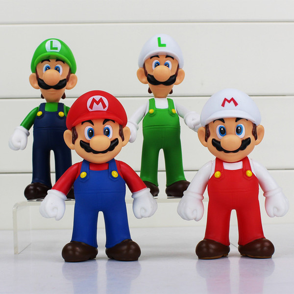 Super Mario PVC Action Figures Dolls mario luigi fire mario fire luigi Figure Toys 4 Styles 5 inch