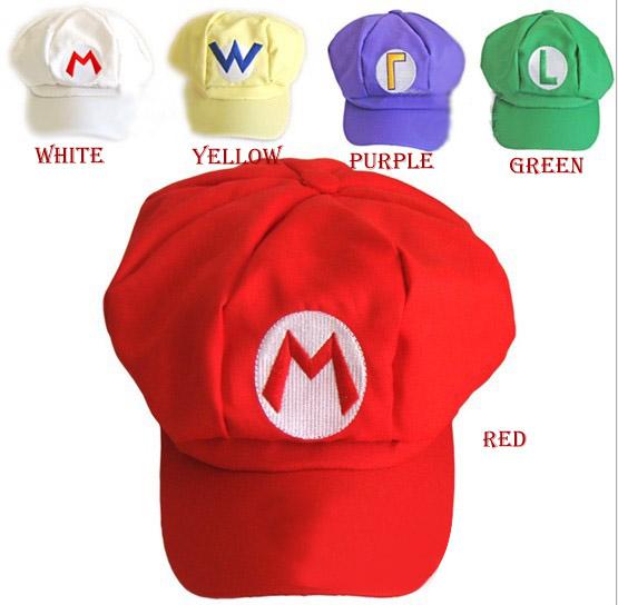 5 colors Luigi Super Mario Bros Anime Cosplay Adult Hat elastic at the back cap 