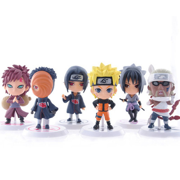 6 design Naruto Q Edition Naruto Anime Action Figures Collection toys 2016 new Children Naruto Cartoon PVC Figures Model toys B001