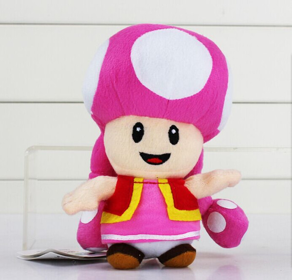 Super Mario Bros Mushroom Girl Plush Toy 17cm New Brand High Quality Doll Retail