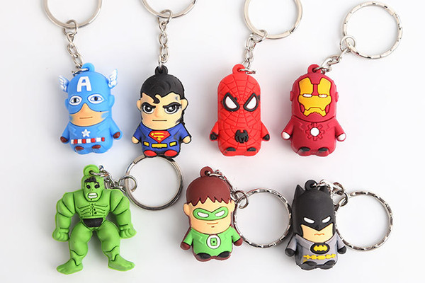 The Avengers Keychain Iron Man/Thor/Batman/Spider Man/Captain America / Joker PVC Toys Sided Pend PVC Pendants Keychain