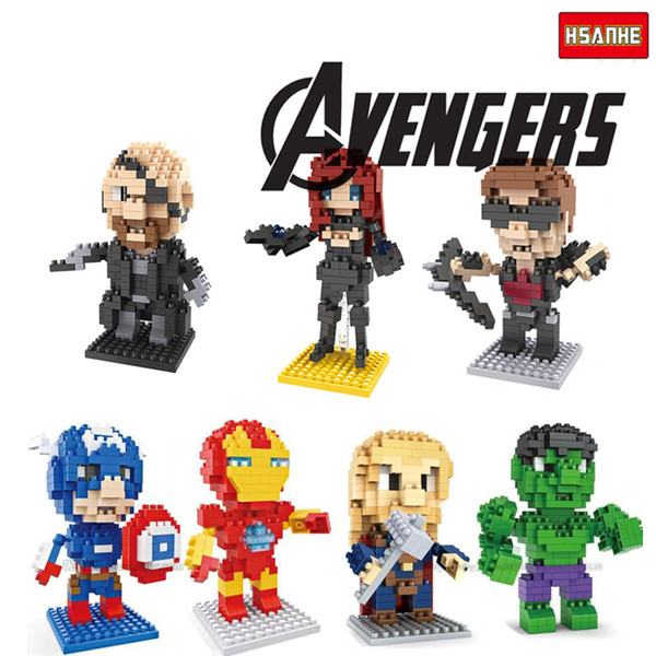 HSANHE Diamond Block Marvel's The Avengers superhero Iron Captain America/Iron Man/Hulk/Thor/ building blocks assembled educational toys