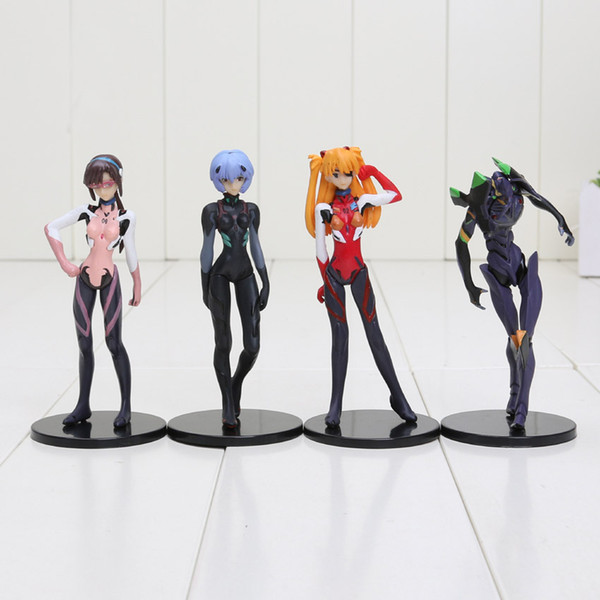 4pcs/set 10cm EVA Neon Genesis Evangelion Ayanami Rei Makinami Asuka PVC Action Figures Toys with box