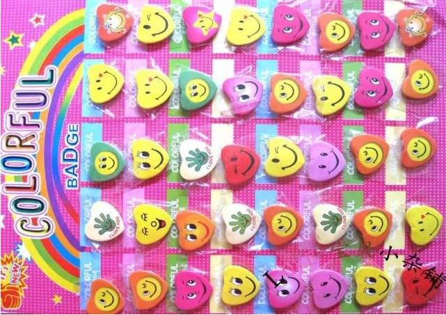 free shipping smiling faces smiley badge love badge badges heart new models 3CM blending