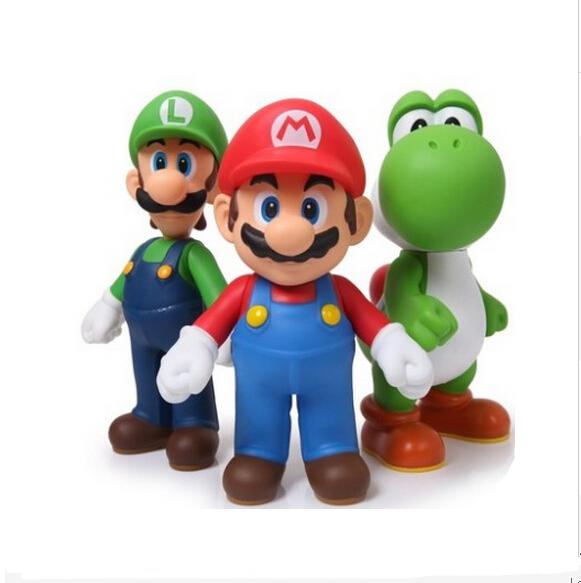 Free Shipping Super Mario Bros Mario Yoshi Luigi PVC Action Figure Collection Model Toys Dolls 3pcs/set