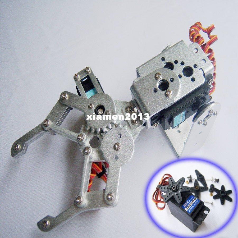 F03992-A 2 DOF Aluminium Robot Arm Clamp Claw Mount kit + 2 HDKJ D3609 9KG Metal gear Digital servo for Arduino+Freeship