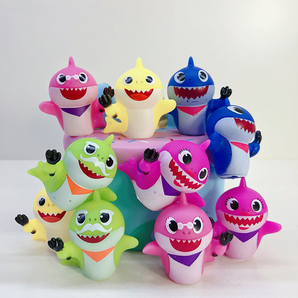 10pcs set 5cm baby shark action figure squeeze toys vinyl toy cute cartoon gifts for kids toddler