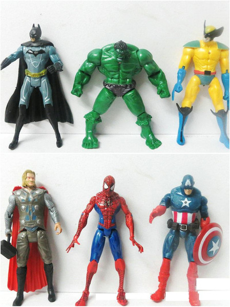 2016 The Avengers Set of 6 pcs Marvel Hero Captain Iron Man the Hulk 15cm Action Figure Doll Toys Movie Cartoon