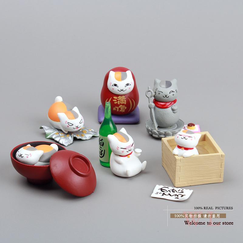 Wholesale-Free Shipping Cute Natsume Yuujinchou Nyanko Sensei White Cat PVC Figure Toys Girls Toys Christmas Gifts 6pcs/set NYFG007