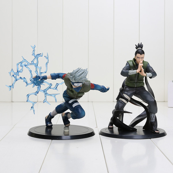 2pcs/set Anime Naruto Nara Shikamaru + Hatake Kakashi PVC Figures Toys size in 15cm with opp bag