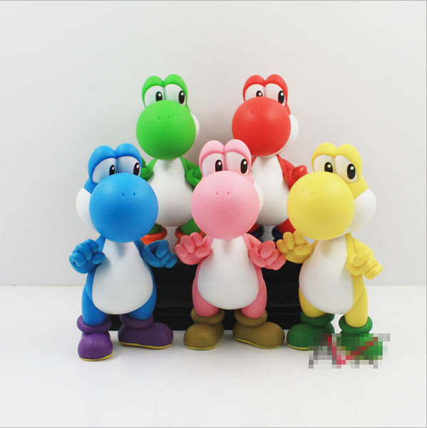 Super Mario Bros Yoshi 5 Color Loong toys EMS Free new children PVC Super Mario Bros 12cm Animation game series toy B001