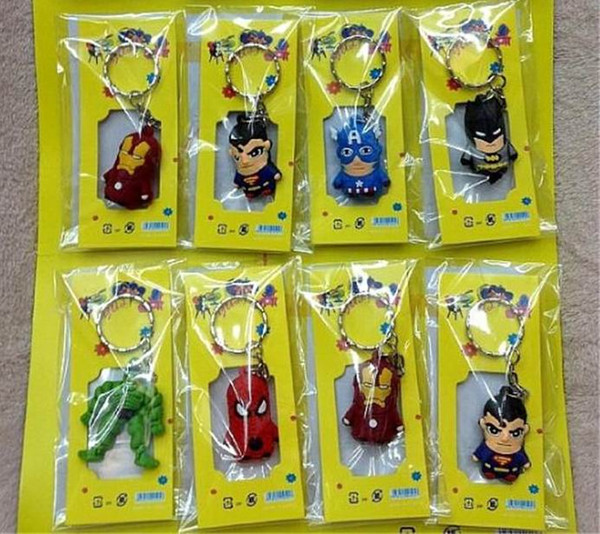 The Avengers Figures Keychain Toys Batman Superman Iron Man Thor Spiderman Captain America PVC Toys PVC Pendants Cartoon Key chains