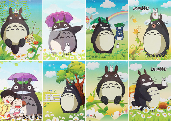 Cartoon Anime My Neighbor Totoro Posters Paper Poster Wall Sticker Room Decoration 42X29cm 8Pcs/set High Quality Free Shipping