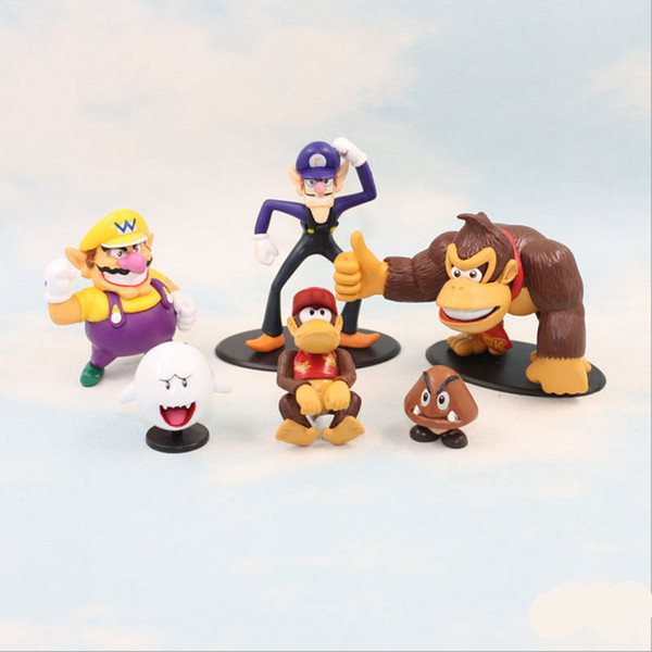 Super Mario Bros Vallio monkey King Kong toys 6 design EMS Free new children PVC Super Mario Bros 3-8cm Animation game series toy B001