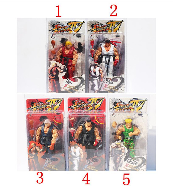 5 Styles NECA Player Select Street Fighter IV Survival Model Ken Ryu Guile Action Figure Toy