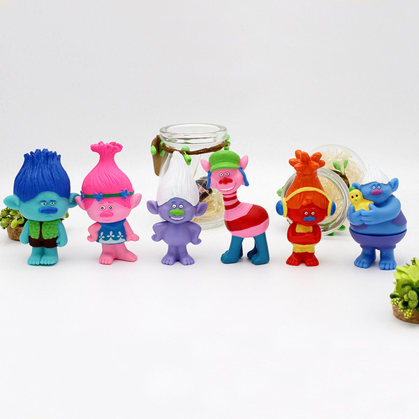 2016 Trolls Movie 6Pcs/Set 7.5cm Dreamworks Figure Collectible Dolls Poppy Branch Biggie PVC Figures Doll Toy Trolls Figures Toys