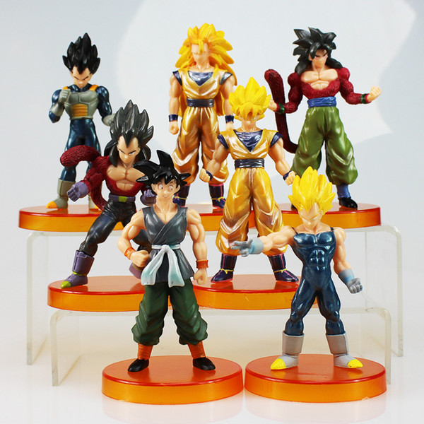 7Pcs/Set Dragon Ball Super Saiyan Figures Son Gokou Broly Vegeta Gogeta Gotenks PVC Figure Toys Model Dolls 10~13cm