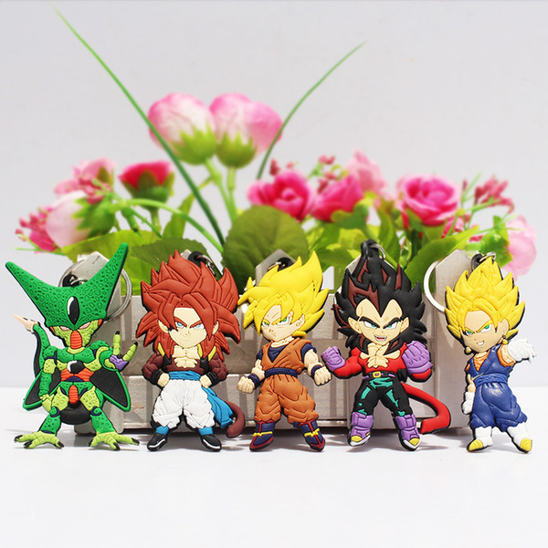 Anime Dragon Ball Z keychains Super Saiyan Son Gokou Vegeta Key chain PVC Key Chains Pendants 5pcs/set