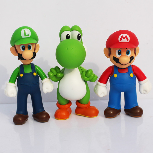 Super Mario Bros Luigi Mario Action Figures PVC Toys Plastic Doll Collection model children's Gifts 3pcs/set