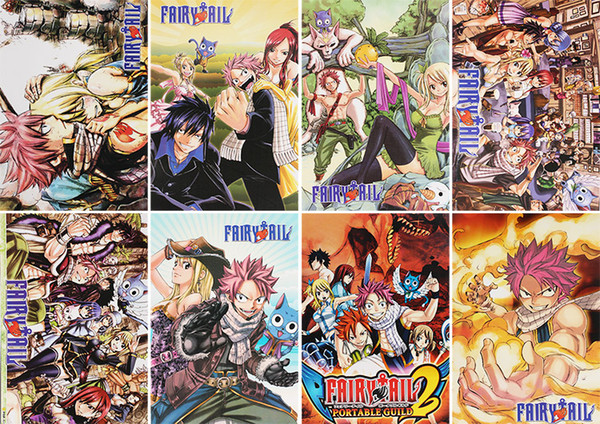 Cartoon Anime Fairy Tail Posters Paper Poster Wall Sticker Room Decoration 42X29cm 8Pcs/set High Quality Free Shipping