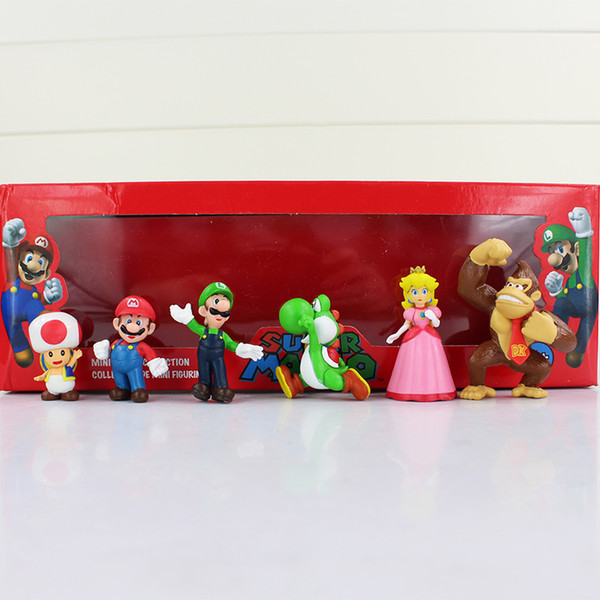 Super Mario Figure PVC Super Mario Bros FIGURE 6pcs (1set=6pcs) High Quality In Box Free Shipping