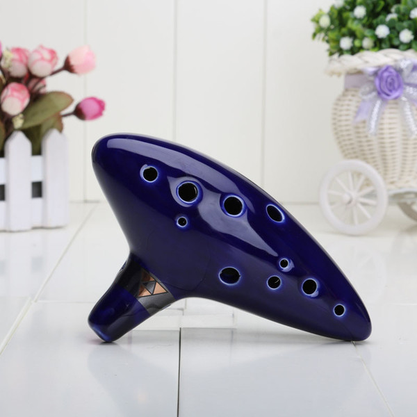 Legend of Zelda Inspired Blue Ceramic/ Clay Ocarina of Time 12 Holes Alto C Flute Orcarina For Sale, Occarina Musical Instrument