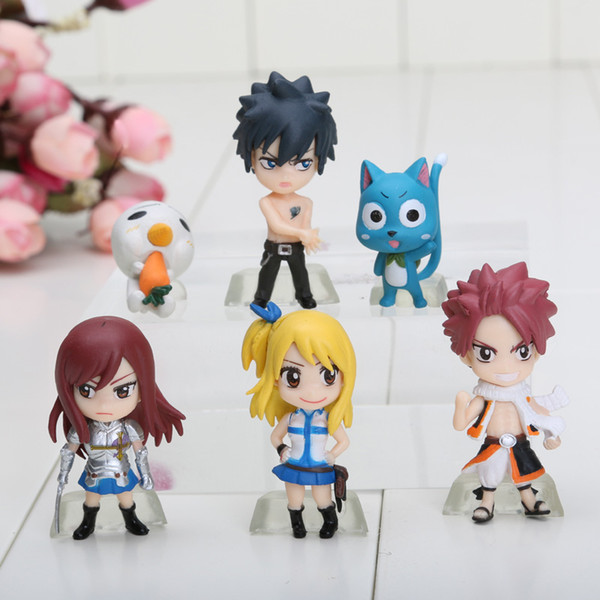 10set 6cm Anime Fairy Tail PVC Figure Model (6 pcs/set) Natsu / Gray / Lucy / Erza Retail