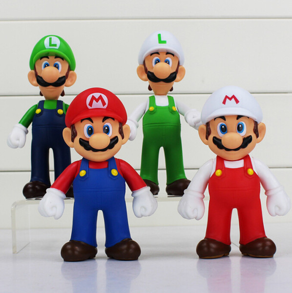 Mario Luigi Fire mario Fire luigi Figures Doll Super mario Figure doll 4 Style 5'' DHL 