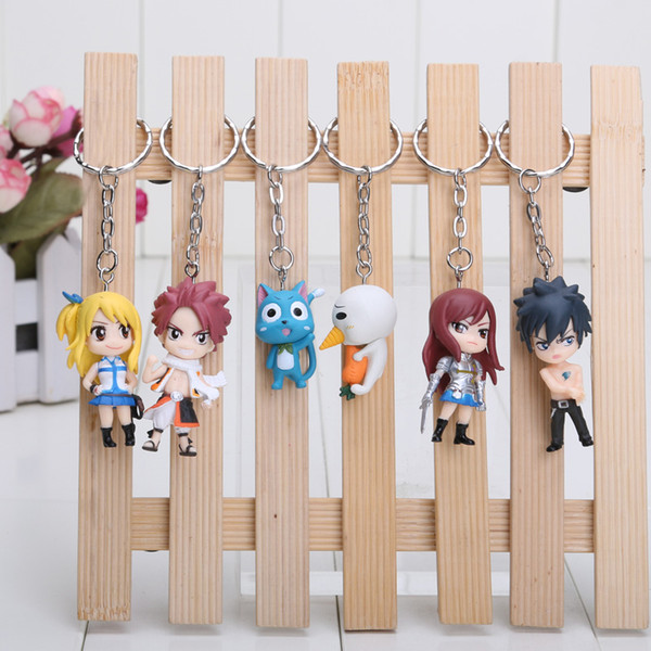 3-5cm Fairy tail anime keychain used by pvc 6pcs/set figures baby doll Retail