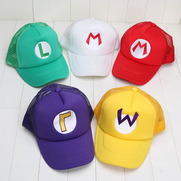 Super Mario Bros Costume Anime Cosplay Hat Cap Mario Luigi Wario WaLuigi Mesh Cap Christmas Gifts