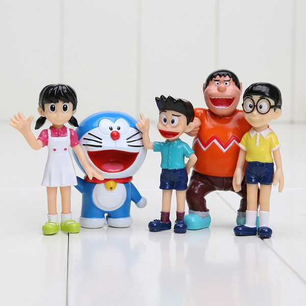 5pcs/set Anime Cartoon Cute Doraemon PVC Action Figure Collectible Model Toy Doll Kids Gift 5-7cm wholesale