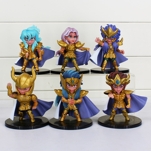 6Pcs/Set Anime Saint Seiya The Gold Zodiac Figure Sagittarius Hyoga Taurus Gemini Seiya Shun Aries Scorpio PVC Figures Toys 10cm