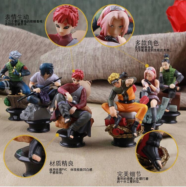 6Pcs/Set Naruto Figures Uzumaki Naruto Uchiha Sasuke Kakashi Sakura Gaara PVC Figure Toys Dolls 10cm Free Shipping