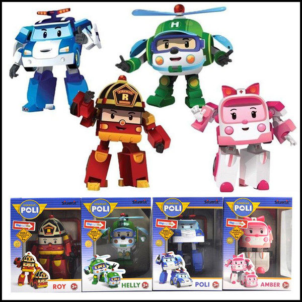 2015 Kids ROBOCAR POLI bubble Action Figure toys 4 pcs/lot korean Anime transforming robert dolls J061801# DHL