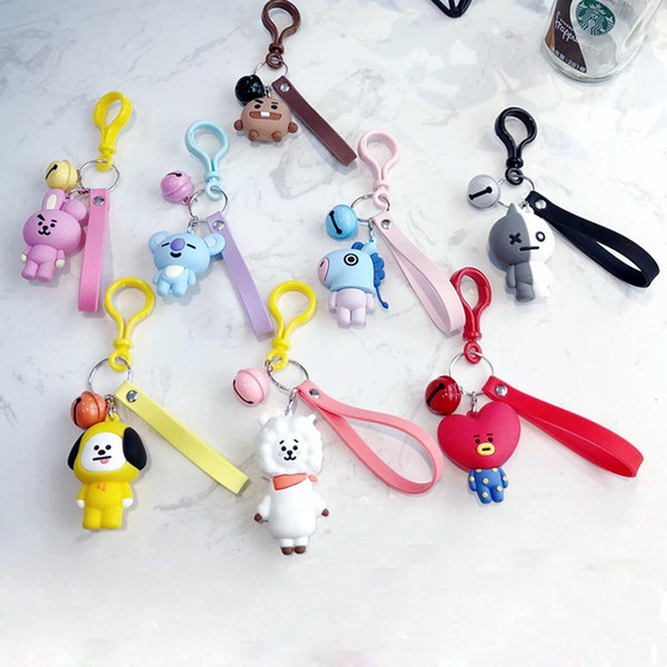 Fancy&Fantasy Cute Cartoon Kpop Bts Keychain Creative BT21 Car Key Chain Acrylic Key Ring Jewlry Bts Accessories Sleutelhanger