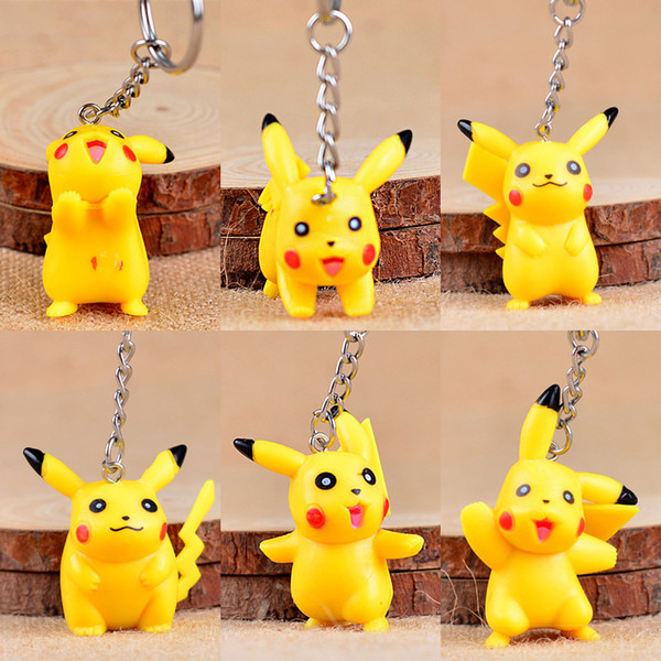 Pikachu key chain bell couple Keychain Car Key Holder Bell Anime Key Chain Bag Pendant Bts Pikachu Action Figures Accessories Girl kids toys