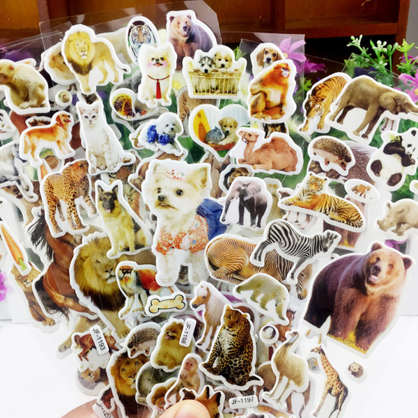 100pc Wildlife Wild Safari Park Animals Scrapbooking Bubble Puffy Stickers Kawaii Emoji Reward Kids Toys Factory Direct Sales