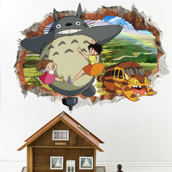 Kawaii Totoro Posters Wall Art Decals Removable Cartoon Wall Sticker for Kids Home Decor Anime Poster Room Décor free shipping