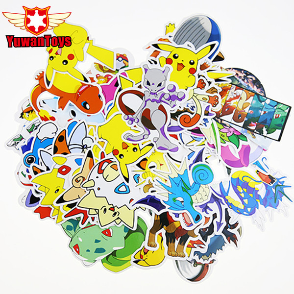 60Pcs Japanese Pocket Monster Figures Pikachu Stickers For Skateboard Laptop Lage Phone Home Decoration DIY Toy Sticker