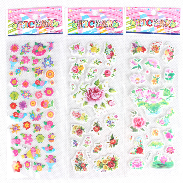 wholesale 20pcs/lot Hot DIY Art Decal Fashion Romantic Flower Sticker Stickers 3D PVC Free Shipping