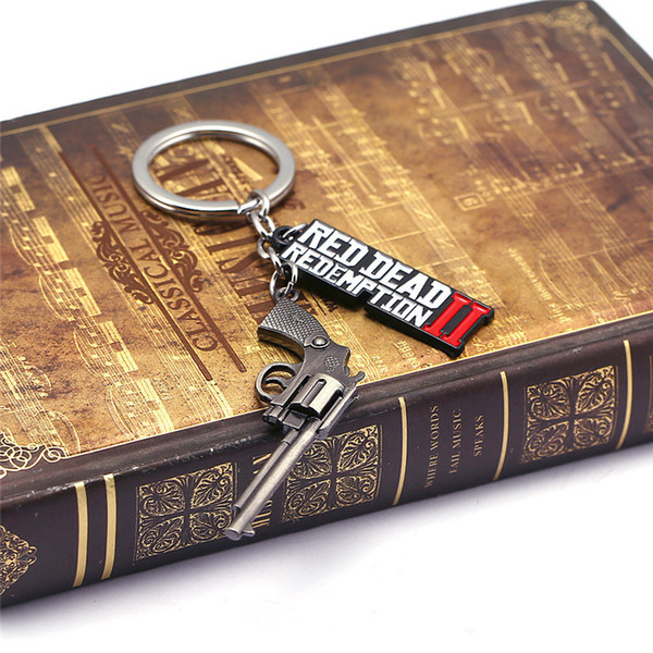 Red Dead Redemption Key Ring Fans Favor Gift Pendants Letter Guns Key Chain 3D Metal Alloy KeyChains Ornament Decorations For Phone Bags New