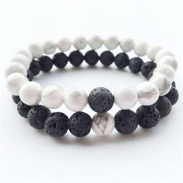 Natural Stone Bracelets 2018 Hot New Lava Volcanic Stone White Turquoise Bracelet Wholesale Handmade Beads Bracelets for Men Women Kids