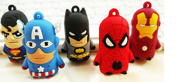 800pcs New arrive Superman Batman Spider-Man cartoon anime boy Keychain sided soft toys for kids 7PCS=1LOT D209