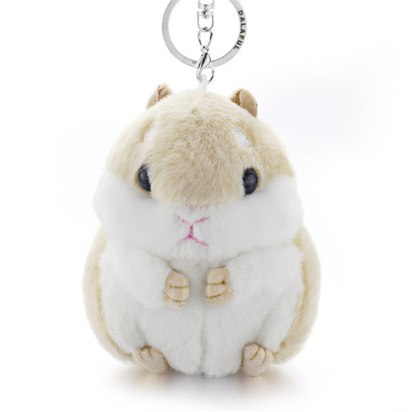 New Hot High Quality Mini Hamster Keyrings Keychains Faut Rabbit Fur Fluffy Plush Pendant Phone Charm Handbag Car Decor