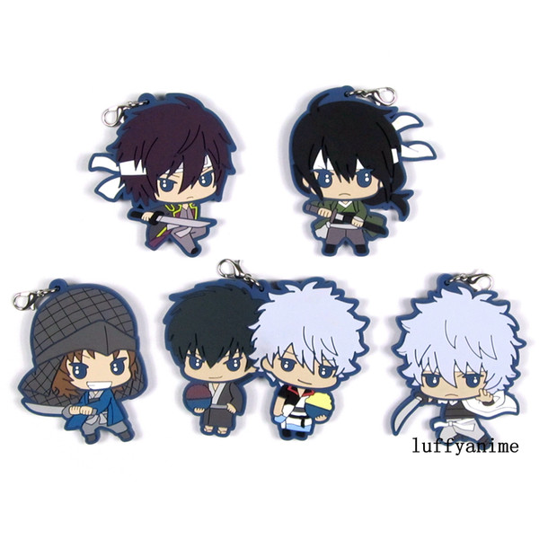 GINTAMA Rubber pendant Hijikata Toushirou Katsura Kotarou Sakata Gintoki Takasugi Shinsuke anime PVC Figure Mobile Phone Accessories strap