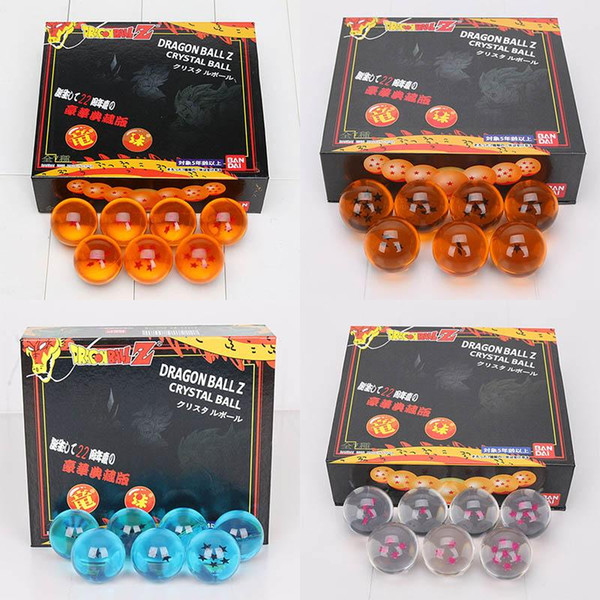 7pcs/lset 4cm Dragon Ball Z Crystal Ball DragonBall 7 Stars Crystal Balls Orange Black Blue Stars Complete set