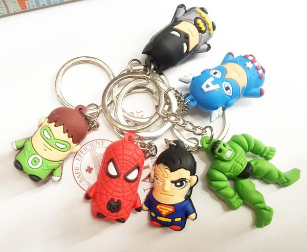 Avengers Action Figures Keychains Kids Super Marvel Avenger Key Chain Toys Batman Avengers Captain America, Iron Man PVC keychain