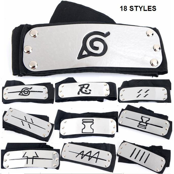 New High Quality 23 PrettyBaby ANIME Naruto Headband Leaf Village Logo Konoha Kakashi Akatsuki Members Cosplay Costume Accessories