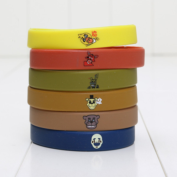 7pcs/set FNAF five nights at freddy's silicone bracelet wrist band for party Model Building five nights at freddy`s